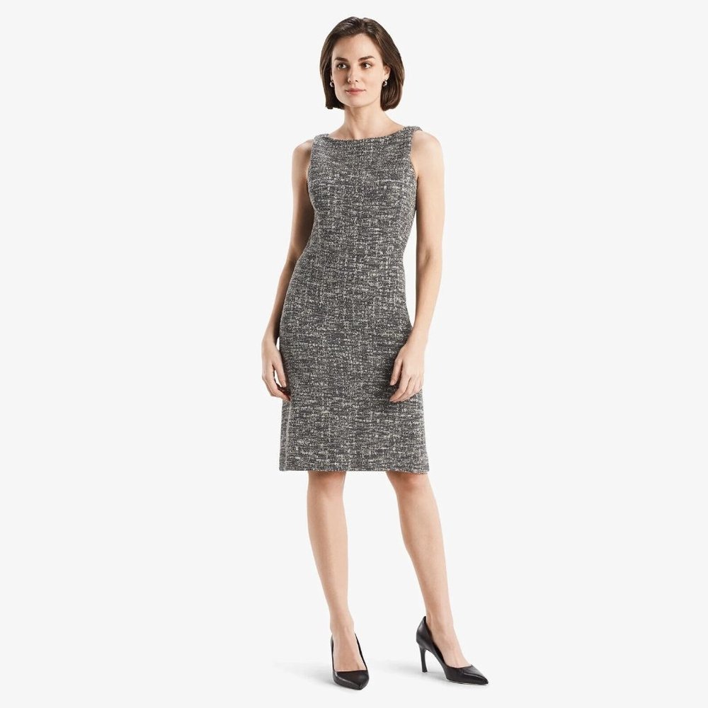 MM. LaFleur Lydia Gray Boucle Tweed Shift Dress, Size 10 NWT!